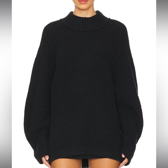 NWOT Free People Black Sunbeam Oversize Turtleneck Sweater - Picture 4 of 10